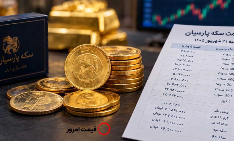 قیمت سکه پارسیان امروز شنبه ۲۱ شهریور